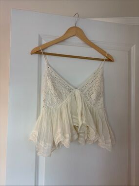FP ONE Boho Lace-Detail White Camisole